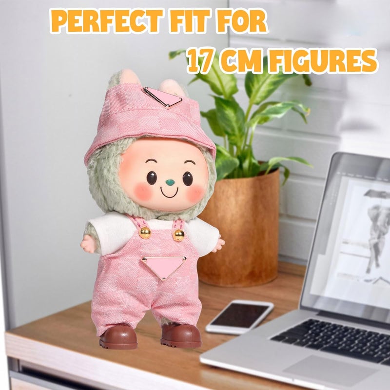 AICase for 17cm Doll Clothes/Outfit,Clothes Set for 17cm Doll,3 Piece Set Hat Clothing,Boys and Girls Stylish Adorable Dolls Clothes Accessories_Pink - Image 2